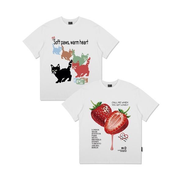 DROWSY 드로우시 셋 DW 스트로베리 파우캣 반팔티 2종 세트 1925000