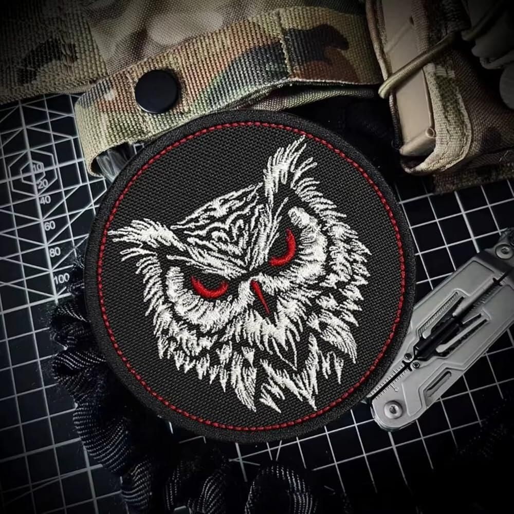 Viusneun [해외] Owl Morale Patch - 군용 장비 배지, 배낭, 오퍼레이터 야구 모자, 플레이트 캐리어 및 조끼용 전술 패치 모랄