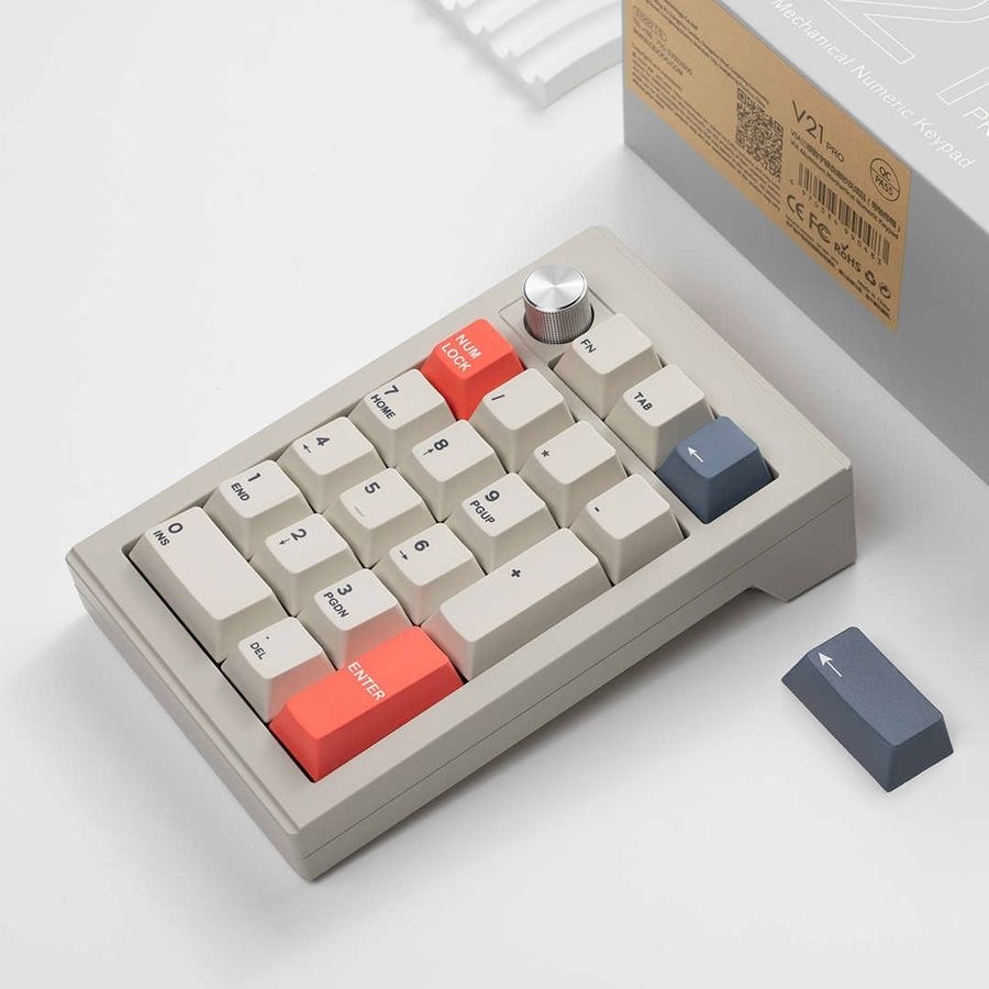 [해외] Cidoo V21 키보드 숫자키패드 핫스왑 3채널 무선 RGB