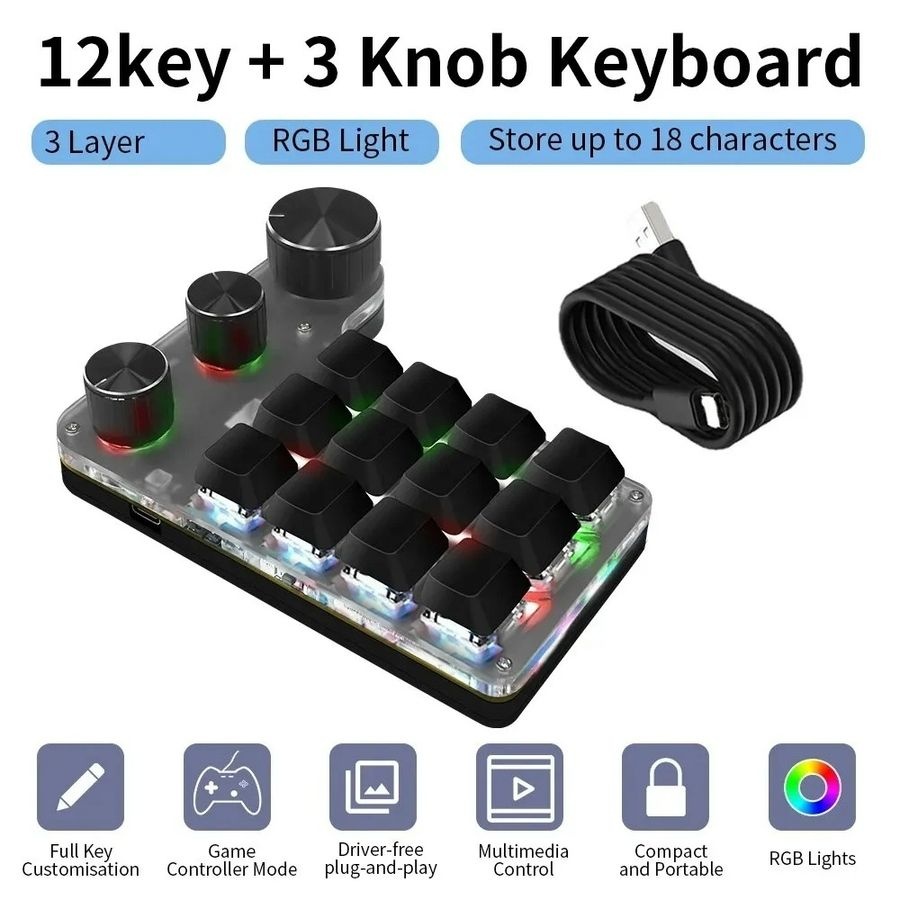 [해외] 매크로 키보드, RGB 노브 블루투스 포토샵 영상편집
