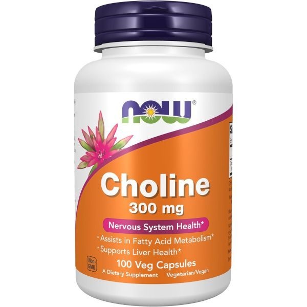 나우푸드 NOW Foods Supplements Choline 300 mg, 100 Veg Capsules - Supports Nervous System and Health*, Vegan