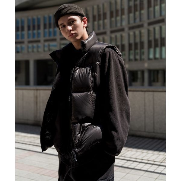 무신사 스탠다드 MUSINSA STANDARD 시티 레저 시어 립스탑 더블 포켓 다운 패딩 베스트 블랙 MMEDV9D02-BK 284697