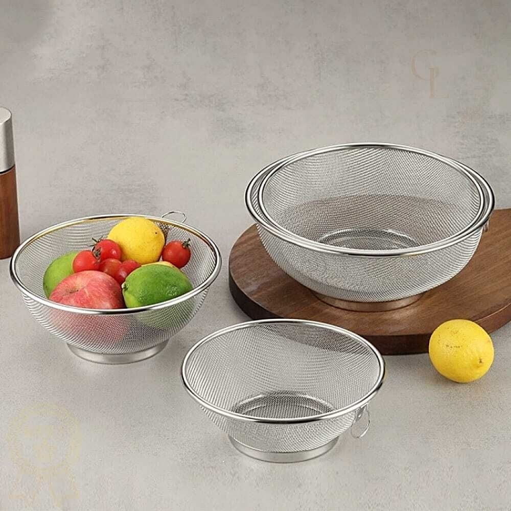 스텐 채반 4종세트 주방 쿠킹홈 스테인리스 야채 볼 믹싱볼 물빠짐 바구니 세트