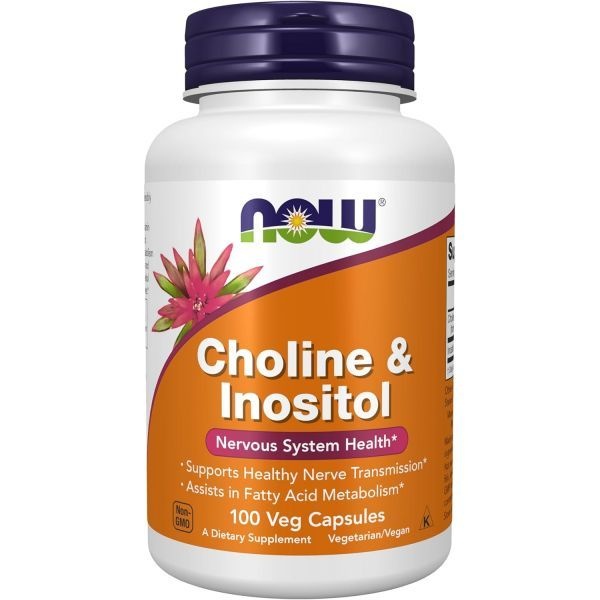 나우푸드 NOW Foods Supplements, Choline & Inositol 500 mg, Healthy Nerve Transmission*, Nervous System Health*, 100 Capsules