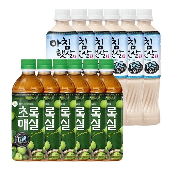 초록매실 제로+아침햇살 제로슈가 혼합패키지 500ml x 12페트 (각 6페트)