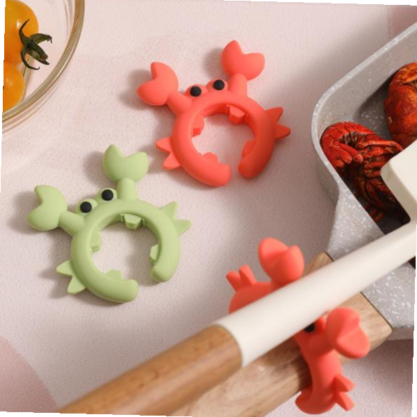 철수몰협력업체 국자받침대 실리콘 후라이팬 국자 조리도구 받침대 그린 꽃게 1P