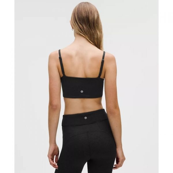 Lululemon [해외] 룰루레몬 정품 스포츠브라 소프티 스웨이디 랩-프론트 브라 라이트 서포트, B/C 컵 - 블랙/블랙