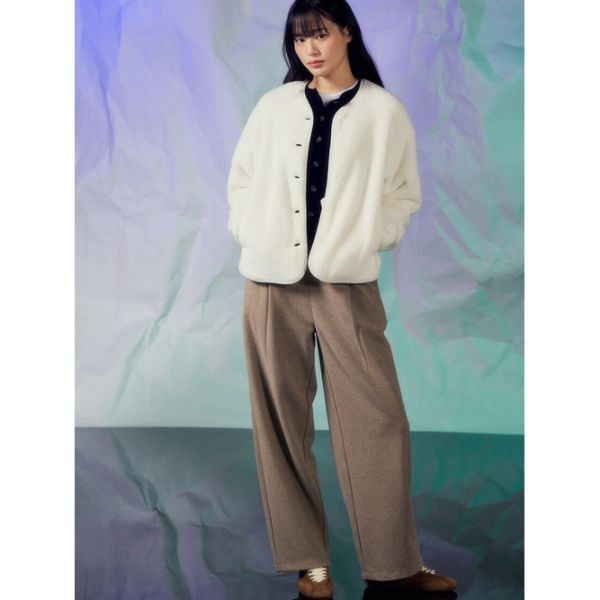 TOPTEN 탑텐 TOPTEN 여성 브러시드 저지 원턱 밴딩 팬츠_MSF4PT2006 593720