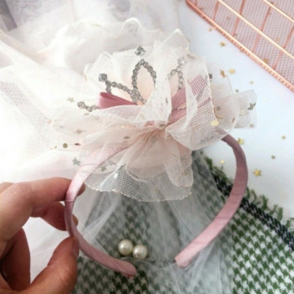 중국 여아 발표회 면사포머리띠 파티용 티아라 웨딩헤어밴드 촬영소품