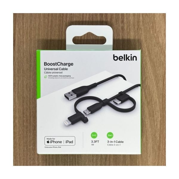 벨킨 부스트업 3in1 USB-C타입 + 라이트닝 + 마이크로 5핀 충전 케이블 1M CAC001bt1M 아이폰17 16 갤럭시 S25 Z플립 폴드 아