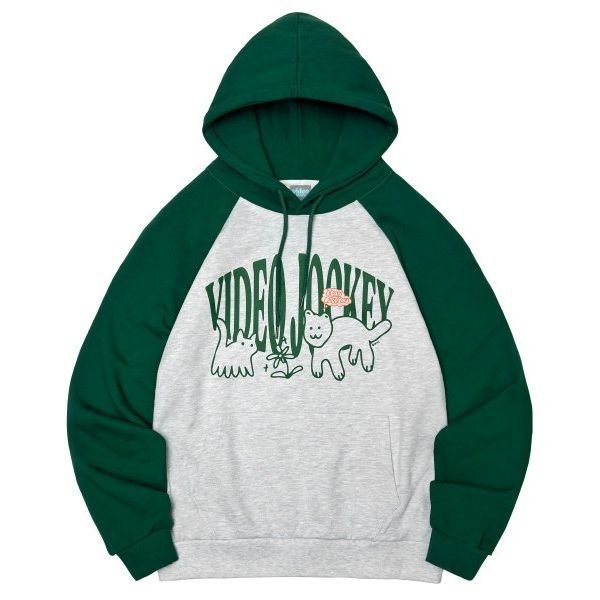 VIDEO JOCKEY 호식이 친구 만들기 래글런 후디 그린