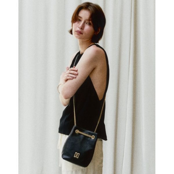 닥스 WOMENS ACCESSORIES BLOOM 블랙 고트 엠보 소가죽 DD 장식 숄더 겸 크로스백 DCWA5F755BK 26..