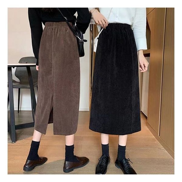 홀리지 핵따듯 베리토 따듯한 기모안감 코듀로이 롱스커트