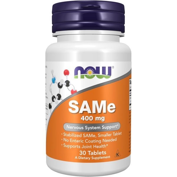 나우푸드 NOW Foods Supplements, SAMe S-Adenosyl-L-Methionine 400 mg, Nervous System Support*, 30 Tablets