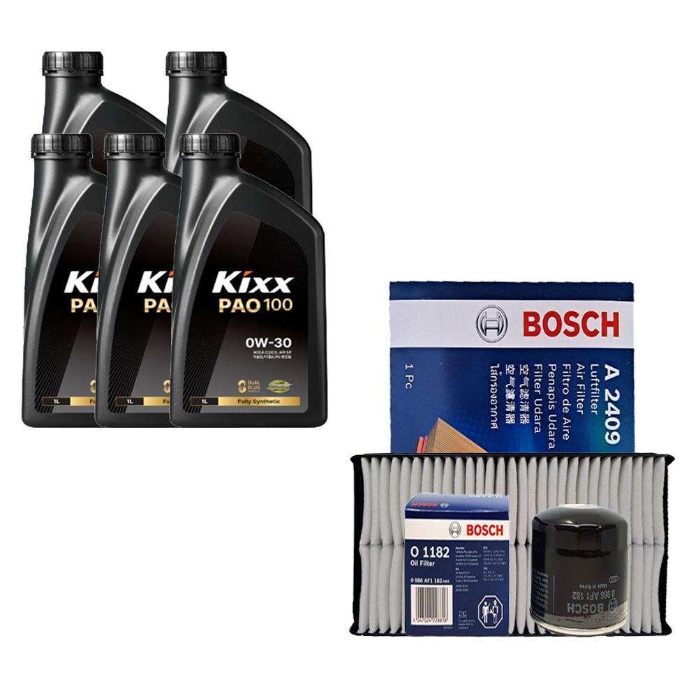 킥스 그랜저HG 2.4 하이브리드 킥스 PAO100 0W30 5L 엔진오일 보쉬 필터 세트