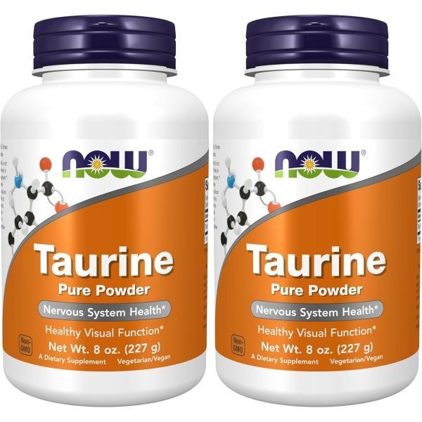 나우푸드 NOW Foods Supplements, Taurine Pure Powder, Nervous System Health*, Amino Acid, 8-Ounce Pack of 2