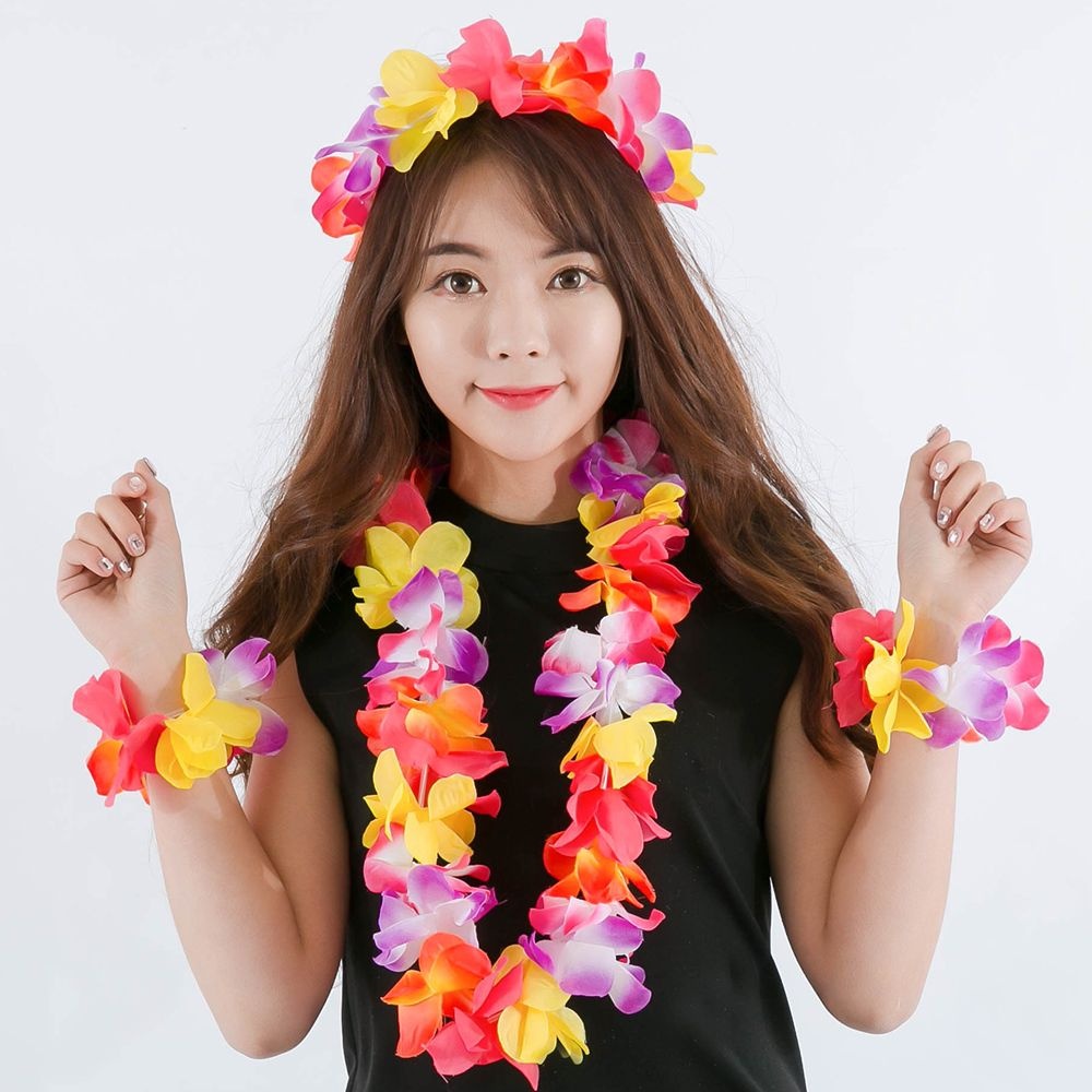 파티쇼 파티쇼 (하와이훌라꽃레이모음)파티의상소품 하와이언 목걸이