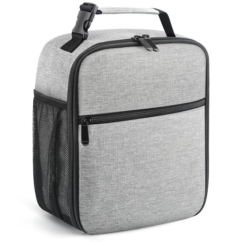 [해외] 남성/여성용 런치 백, 성인용 재사용 가능한 박스, 소형 단열 사무실, 직장, 피크닉용 토트백 - 그레이