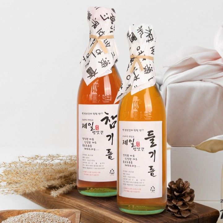 제일방앗간 저온 압착 맑은 국내산 들기름 참기름 350ml