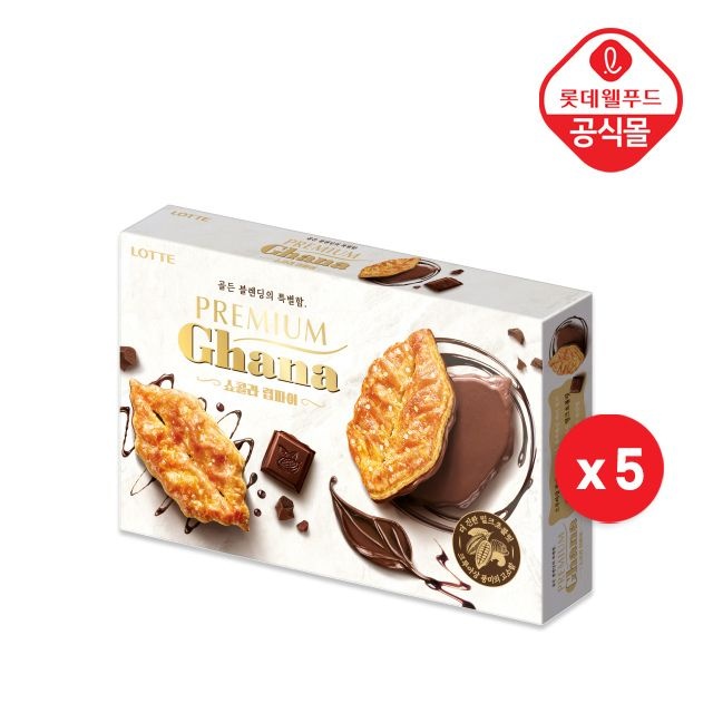 (현대Hmall) [롯데] 프리미엄 가나 쇼콜라 립파이 초코 132g x 5개