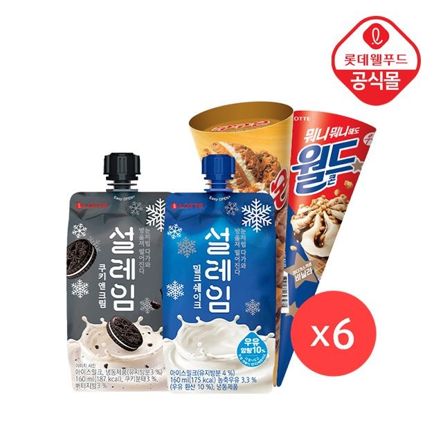 (현대Hmall) [롯데] 설레임·월드콘·구구콘 올인원 아이스크림 24개 세트