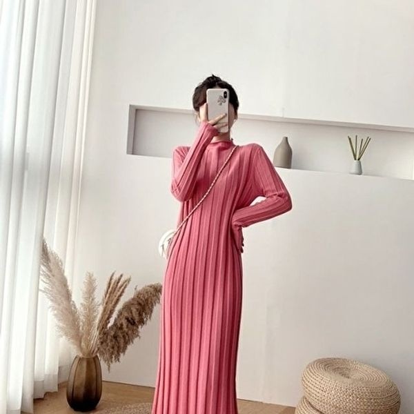 빅골지 아이보리 빅골지니트원피스 핑크 니트원피스 (KYR-WD8CBA3)