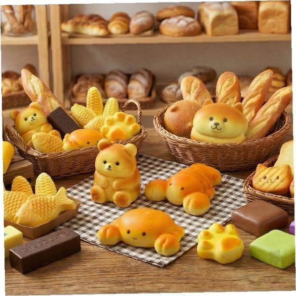 상세참조 빵집 디저트 모양 부드러운 말랑한 손놀림 감각 놀이 장난감 어린이 선물 수집