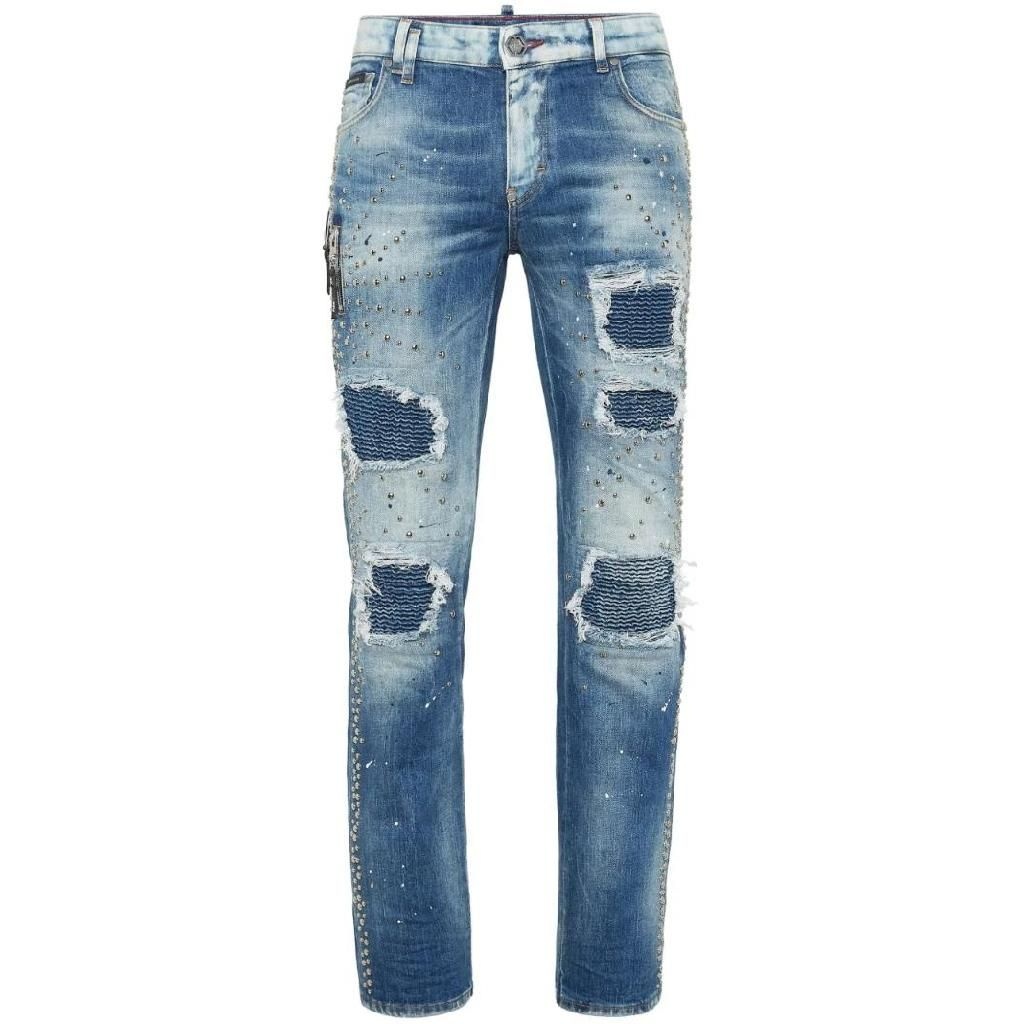 필립플레인 필립플레인 스터드 장식 진 SAECMDT4038PDE004N TP434277743