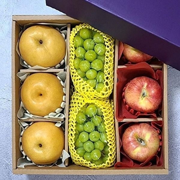 [셀러허브 식품]프리미엄 사과 배 샤인머스켓 선물세트 8과 4.7kg 혼합 과일선물 세트 설날사과 설과일선물 부...