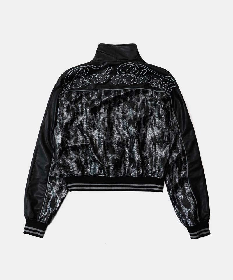 배드블러드 BADBLOOD 콘트라스트 레더 트랙 자켓 블랙파이톤 wjkt25028 3033722
