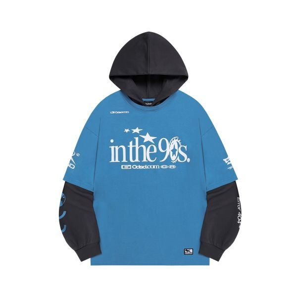 오드스튜디오 인 더 나인티스 후드 레이어드 롱 슬리브 빈티지 블루 / 차콜 1939363