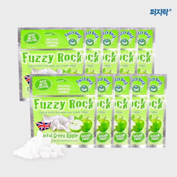 [퍼지락] 핀란드산 자일리톨 사탕 캔디 40g X 그린애플 10봉 (올리브영 사탕)