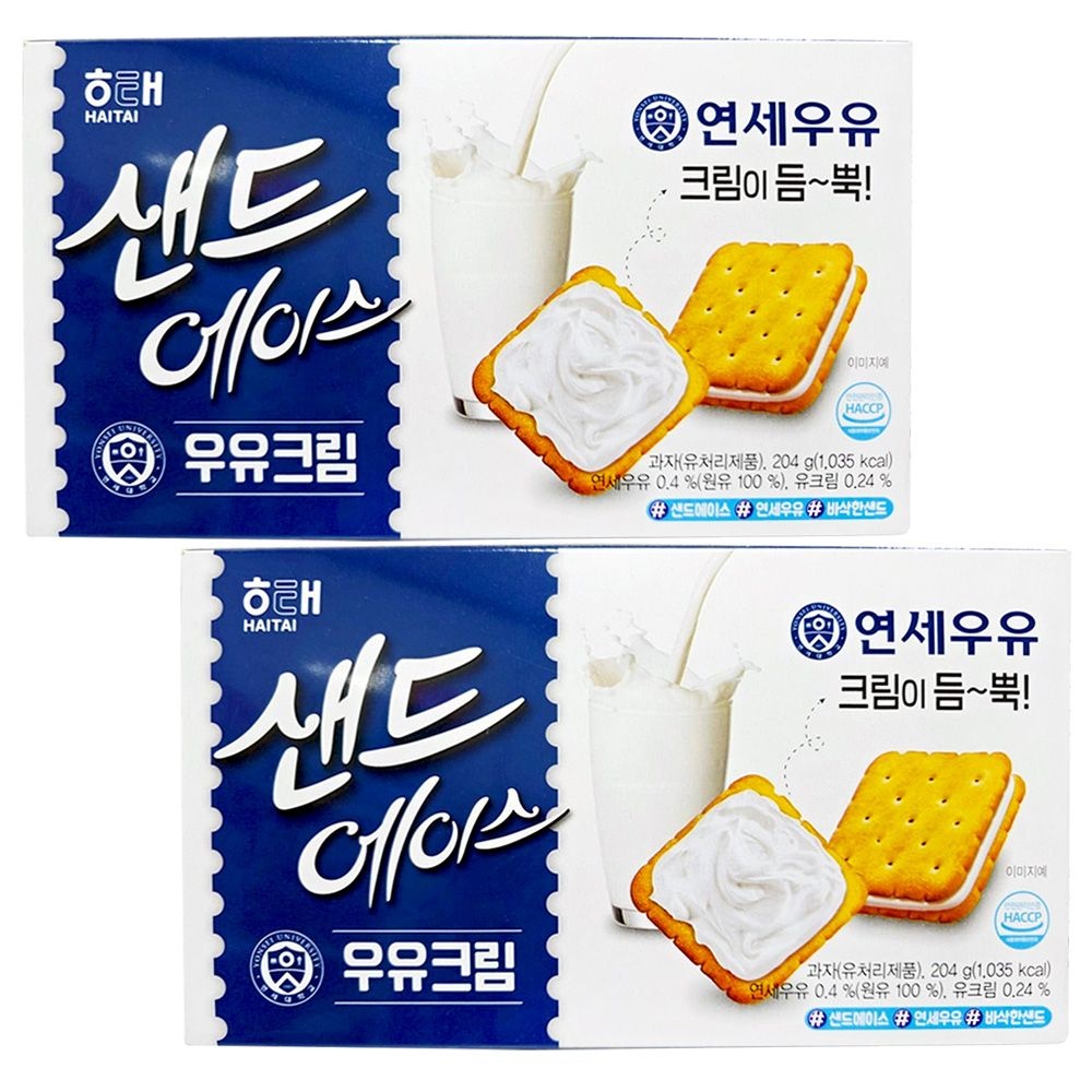 해태 샌드에이스 우유크림 204g X 2개 아이들이좋아하는 간식