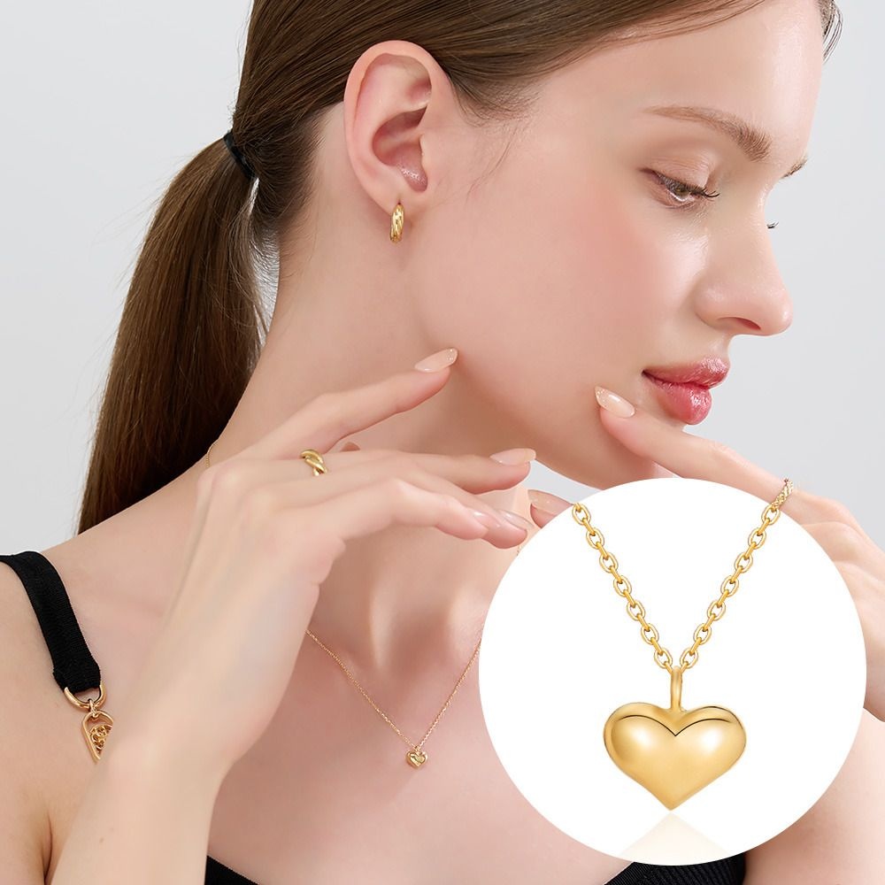 (현대Hmall) [모룬] 14K 멜팅 통통 하트 체인 목걸이 MON40344