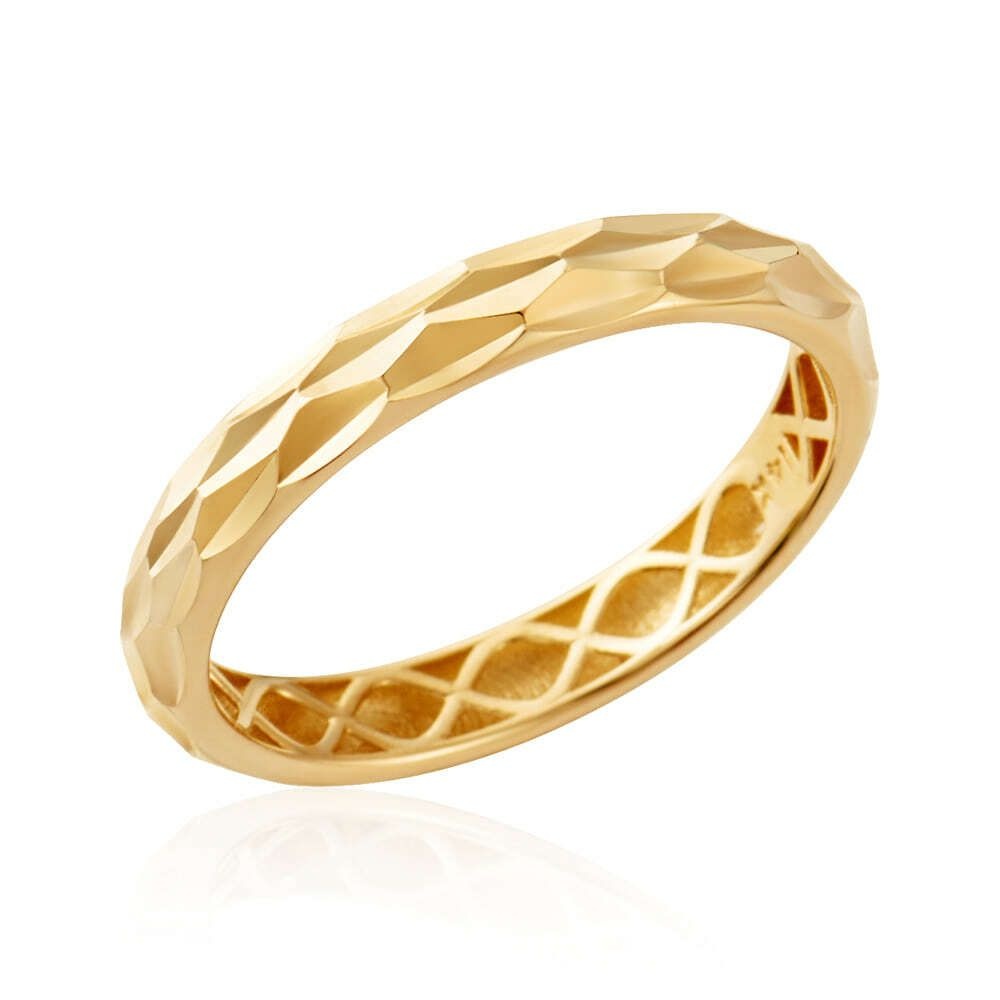 비앤비골드 (현대Hmall) [모룬] 14K 글램 커브드 3mm 다이아컷팅 할로우링 반지 MOR41681