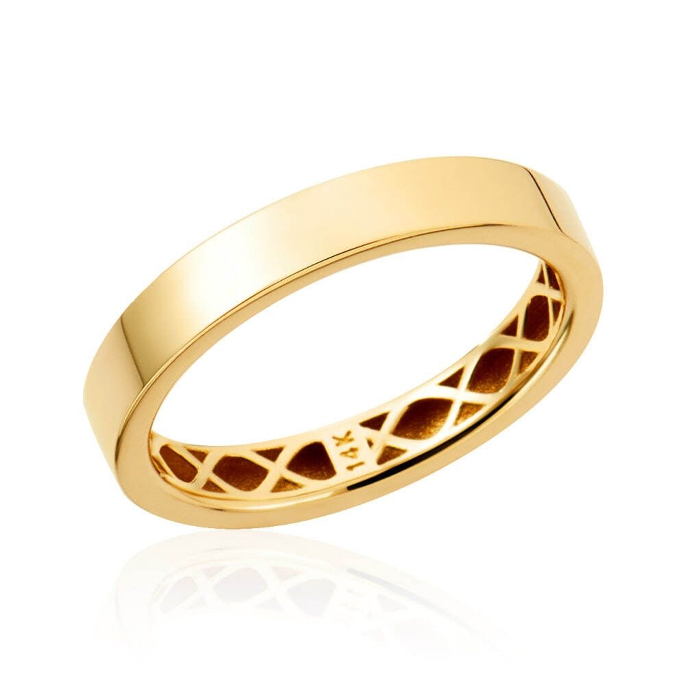 비앤비골드 (현대Hmall) [모룬] 14K 글램 커브드 3mm 플랫 할로우링 반지 MOR41683