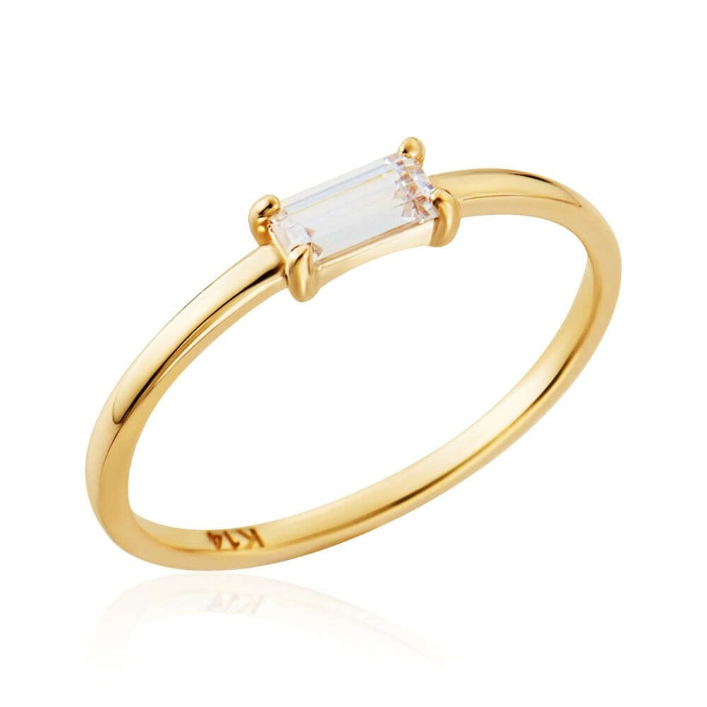 (현대Hmall) [모룬] 14K 미니 바게트 큐빅 플랫링 반지 MOS41694