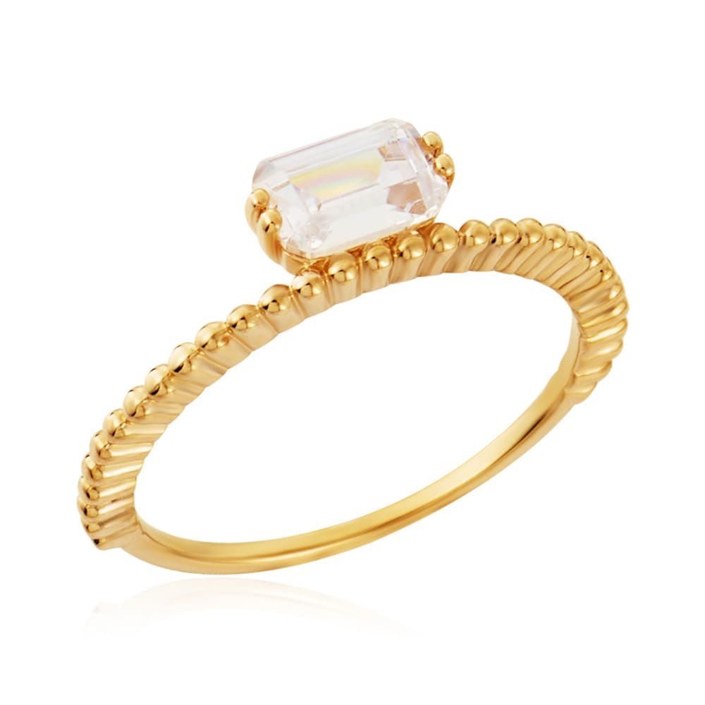 (현대Hmall) [모룬] 14K 엣지 사각 큐빅 스피어볼 싱글 반지 MOS41690