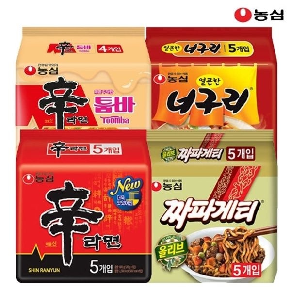 농심 봉지라면 혼합 19봉(신라면5봉+너구리5봉+신라면툼바4봉+짜파게...
