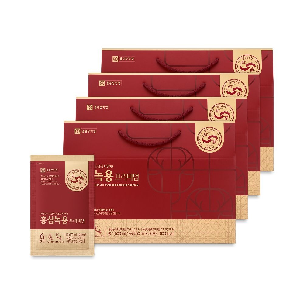 [롯데온] 홍삼 녹용 프리미엄 3+1박스 (50ml x 30포 x 4박스) 토스페이삼성 (44,575원/무료)