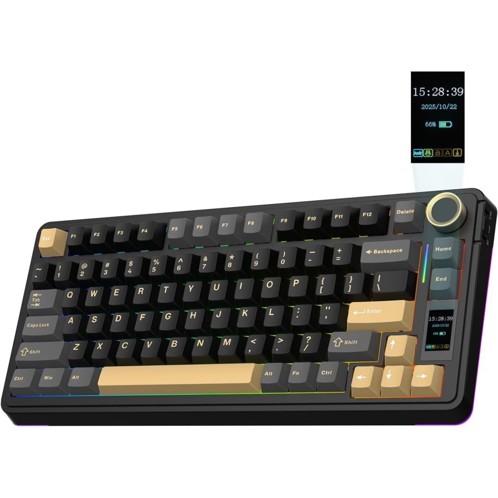 [해외] EPOMAKER Aula EA75 MAX 무선 기계식 키보드 75% LCD 노브 핫스왑 저소음