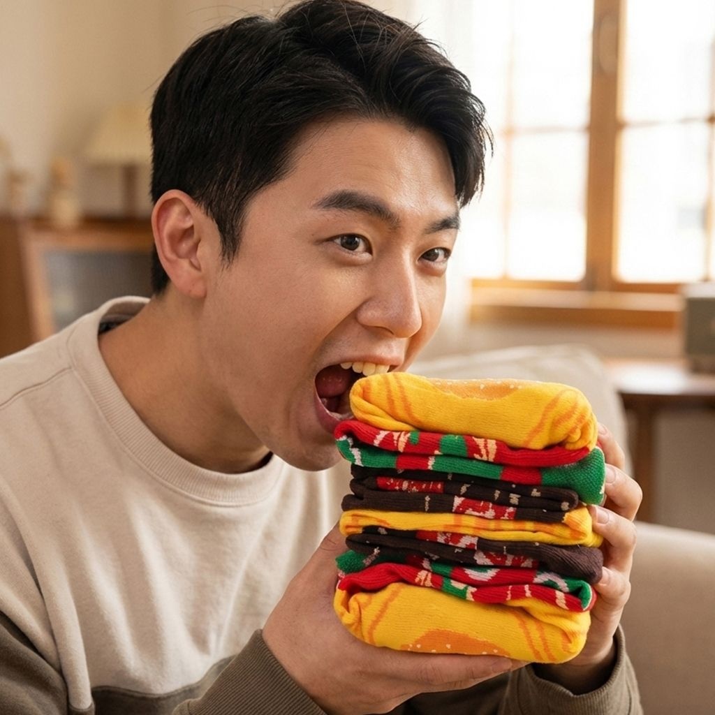 햄버거 양말 선물 세트 쓸데없는 웃긴 핫템 친구 놀리기 마니또 생일 의미없는 인싸템