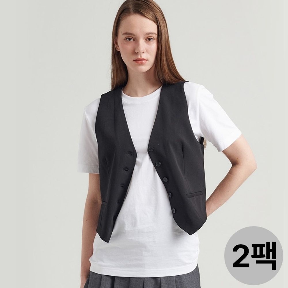 베이직하우스 롱기장 반팔티셔츠 2팩