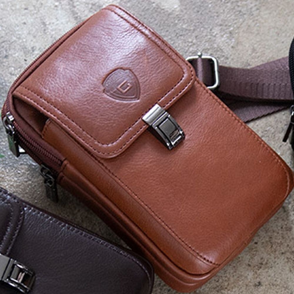 Jitae 협력사 다온샵 정장 가죽 가방 남자 휴대폰 메신저백 라이트브라운
