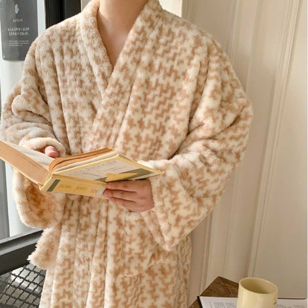 Jitae 협력사 다온샵 남자 홈웨어 수면 나이트 가운 극세사 로브 잠옷 커플