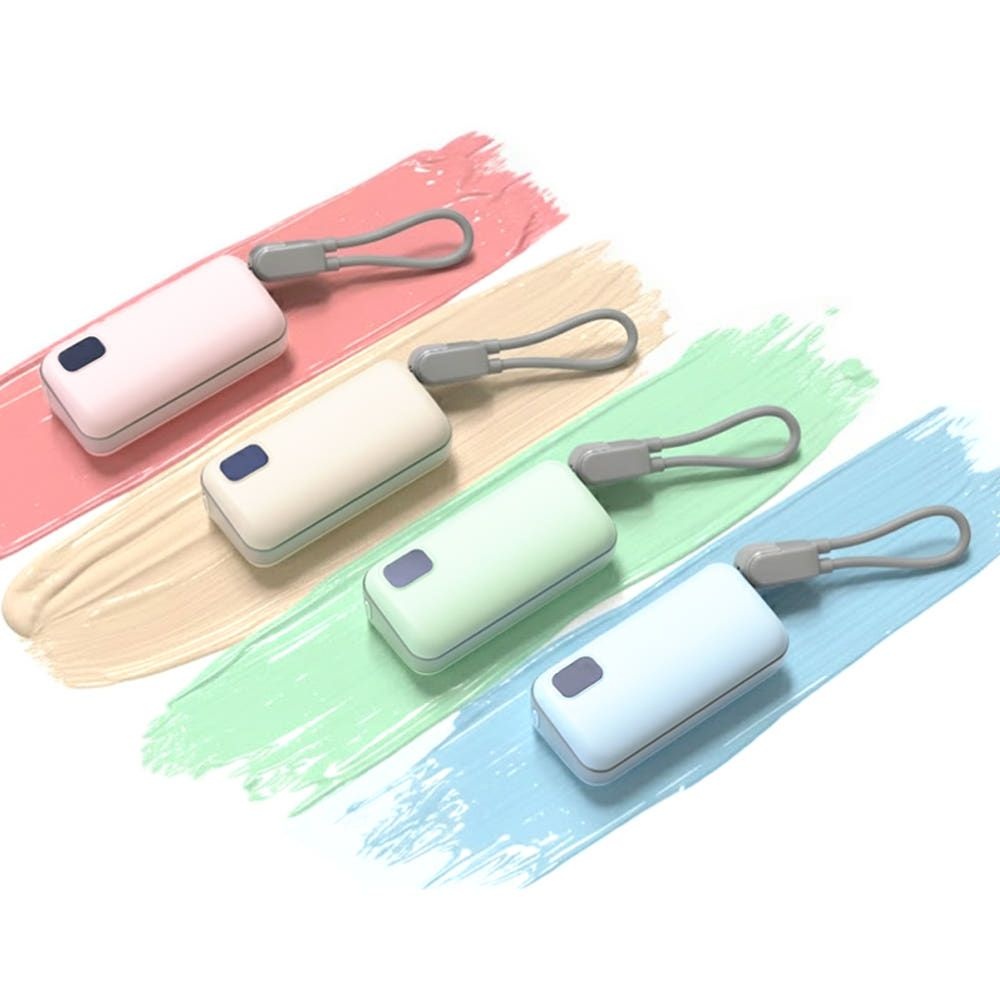 보조배터리 파스텔 4가지 색상 썬드라 도킹형 5000mAh 고속충전 보조배터리 MINI