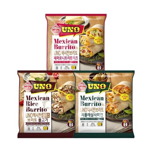오뚜기 UNO 멕시칸 브리또 페퍼로니트리플치즈 (125g x3) x 2개/치킨/불고기 선택