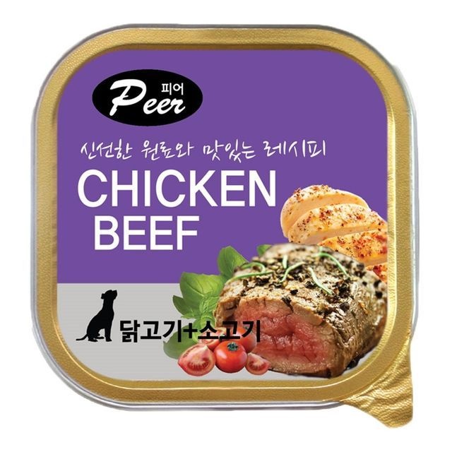 피어 사각캔 닭고기+소고기 100g X24개 강아지 간식 애견용간식 강아지캔간식 강아지통조림 강아지간식캔 애견간