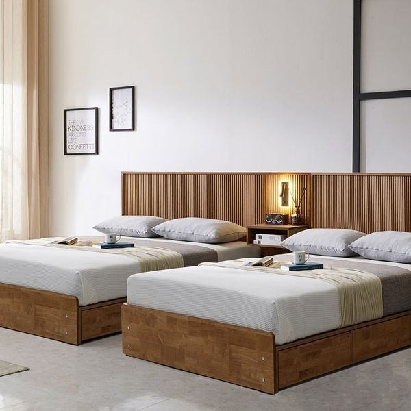 [교보문고] BIF보루네오 보루네오 우드 원목 트윈침대SS+SS 독립매트(패널1개)