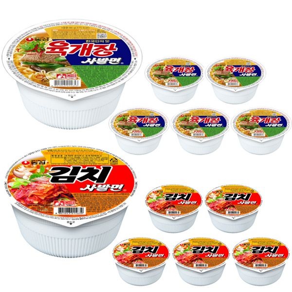 [온누리7%혜택][농심] 육개장사발면 86g X 6개 + 김치사발면 86g X 6개